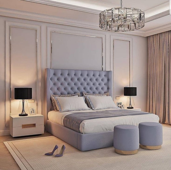 سرير - خشب ام دي اف- رمادي - متعدد المقاسات