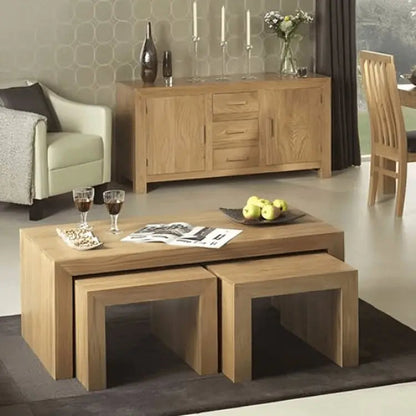 3 طاولات متداخلة - لون خشبي - 40x120x40 سم
