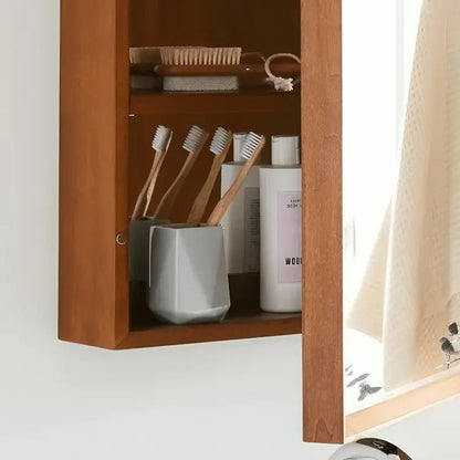 storage unit with mirror -NW-Brown- 40x15x70 cm