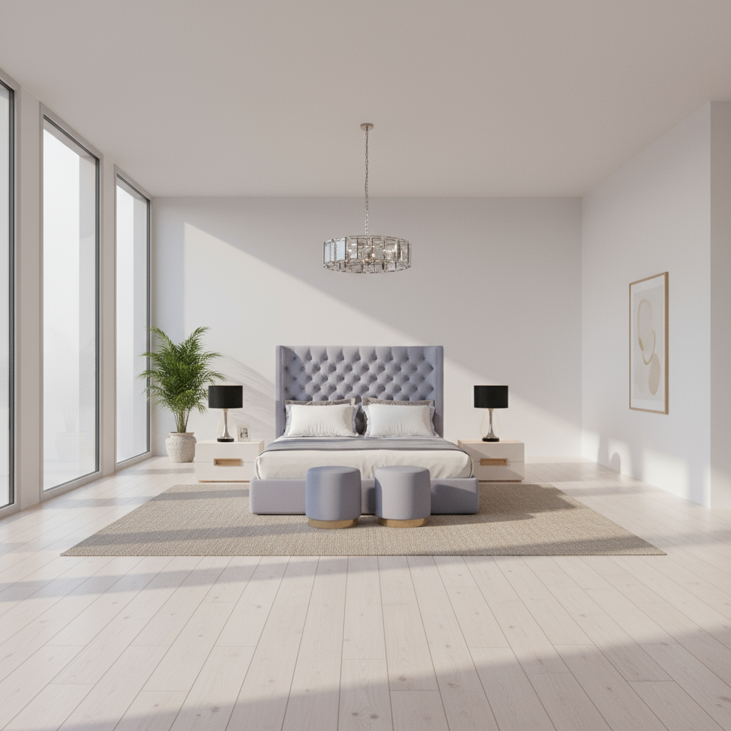 سرير - خشب ام دي اف- رمادي - متعدد المقاسات