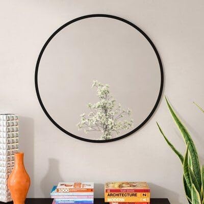 Mirror - Metal - Black - 70 x 70 cm