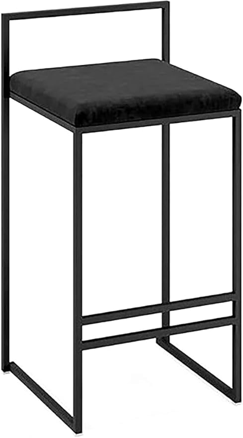 Bar Stool - Metal - Velvet - Black - 92 x 39 x 38 cm