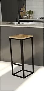 Bar Stool - Metal & Wood - Multi Color - 30 x 30 x 75 cm