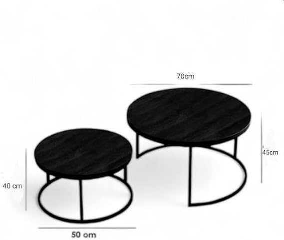 Coffe Table - Set Of 2 - Metal - Black - 70 x 70 x 45 cm