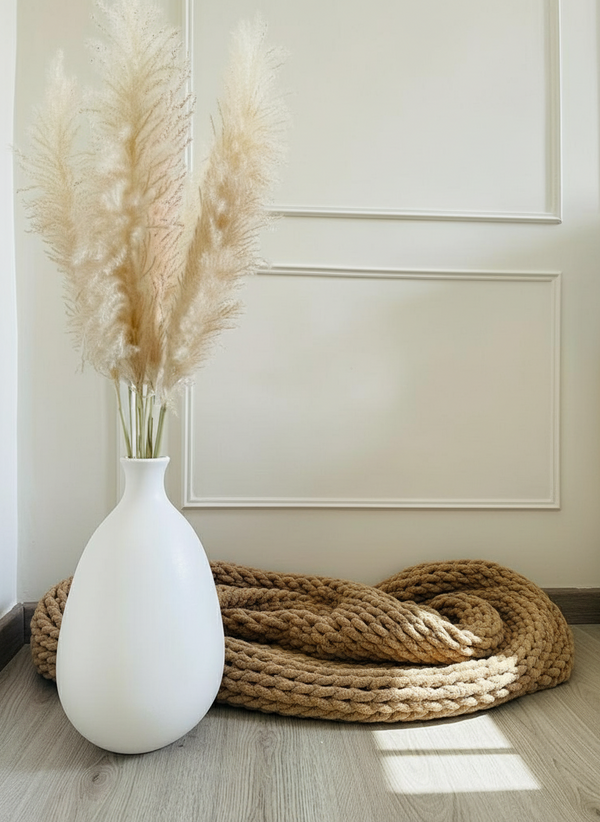 Pottery Vase-Pirde - Off White- 10x40 cm