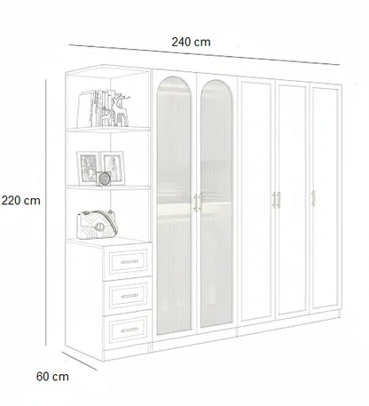 Wardrobe - MDF Wood - White - 240x60x220 cm