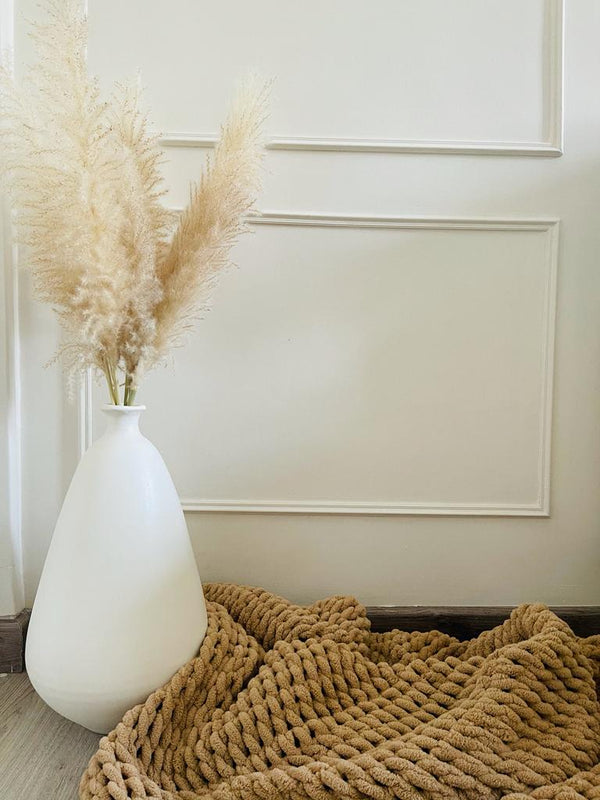 Pottery Vase-Pirde - Off White- 10x45 cm