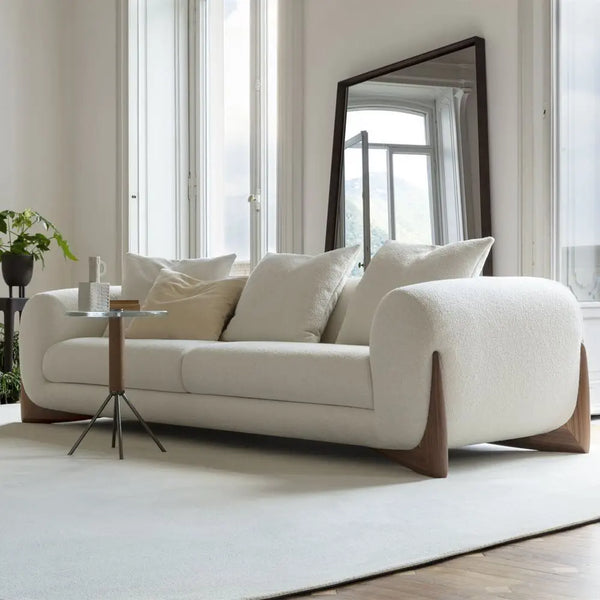 Sofa - Natural Wood - Multi Fabrics - Beige - 220 x 80 x 70 cm