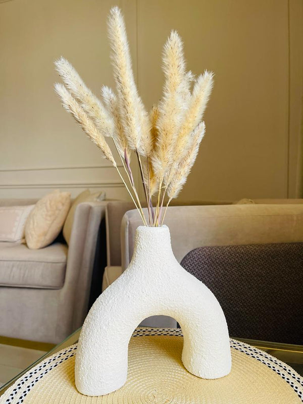 Pottery Vase-Pirde - Off White- 19x20 cm