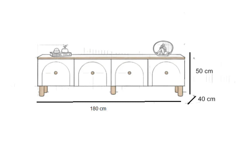 TV Unit - MDF Wood - White & Beige - 180x40x50 cm - Cataloug