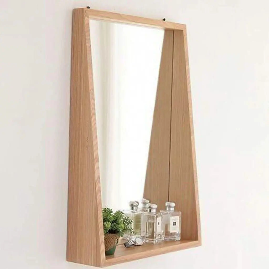 Mirror with shelf-NW-Wooden color -45x12x70 cm