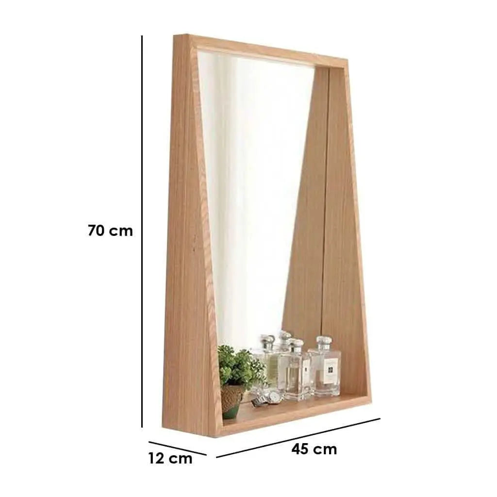 Mirror with shelf-NW-Wooden color -45x12x70 cm