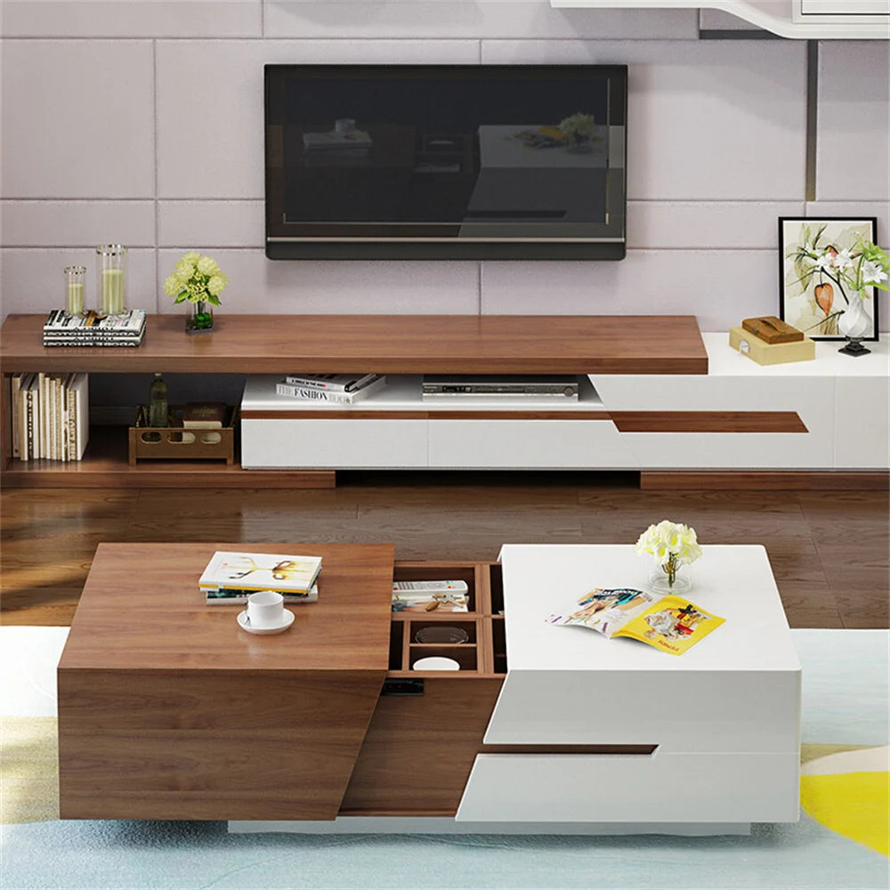 Bundle of TV Table with Coffee Table - MDF Wood - Multi Color