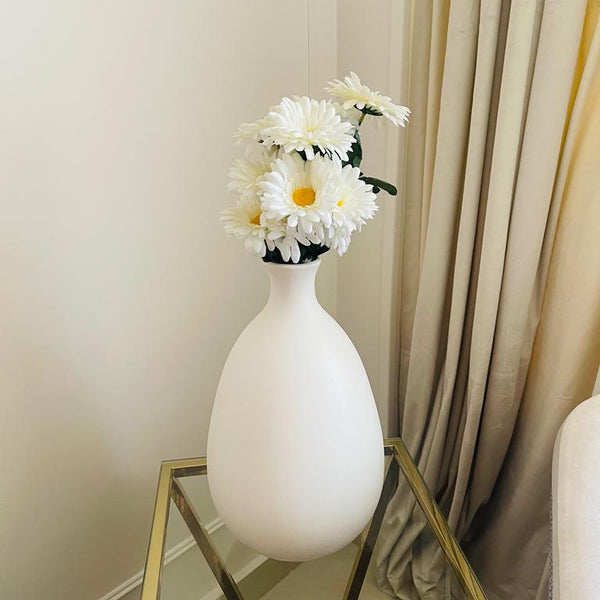 Pottery Vase-Pirde - Off White- 10x40 cm