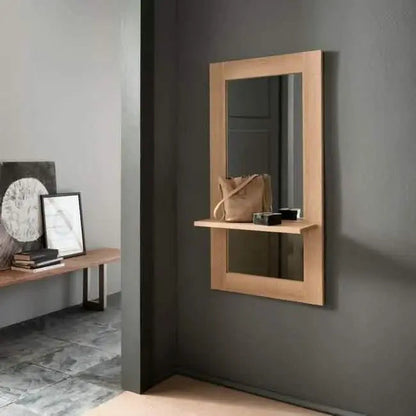 Mirror with shelf - NW - Wooden color - 47x12x125 cm