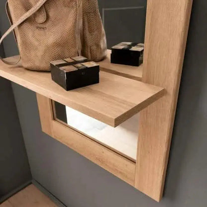 Mirror with shelf - NW - Wooden color - 47x12x125 cm