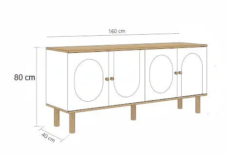 Buffet - MDF Wood - White & Beige - 160x40x80 cm