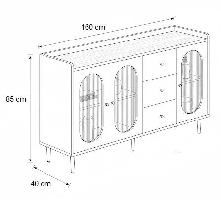 Buffet - MDF Wood - White - 160x40x85 cm