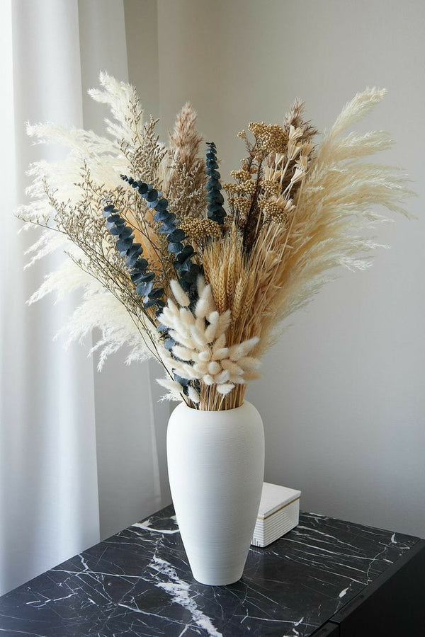 Pottery Vase-Pirde - Off White- 8x30 cm