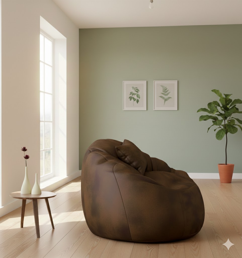 Marc Leather Bean Bag - Leather - Multi Color - 100x85x55 cm