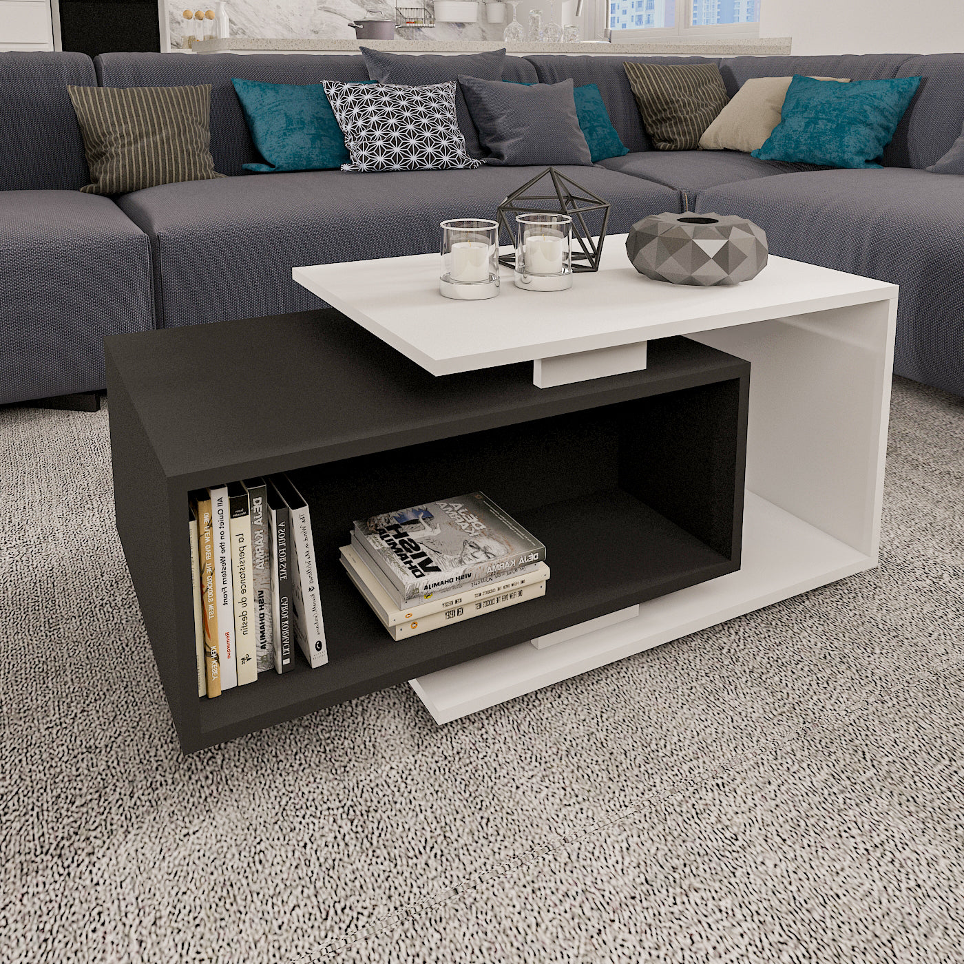 Coffee Table - MDF - Multi Color -100x50x41.4 cm