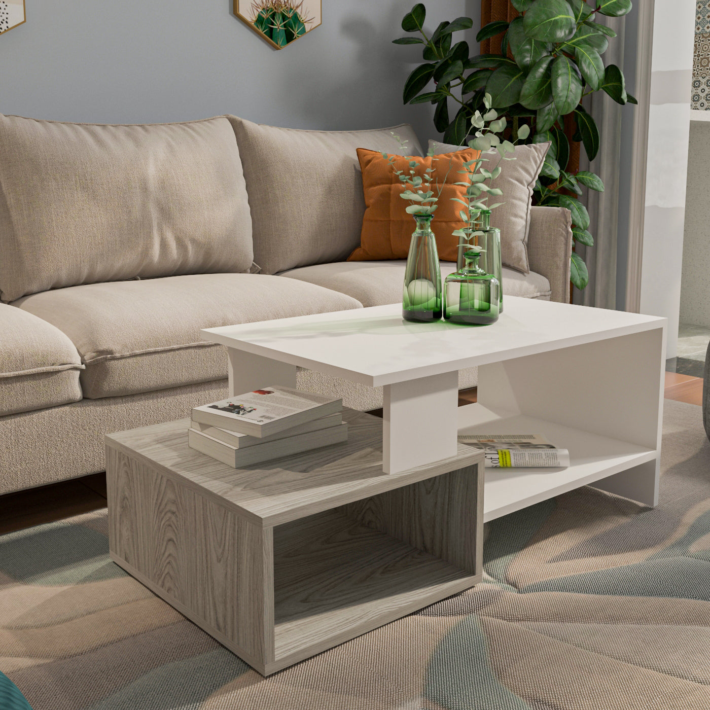Coffee Table - Multi Color - MDF - 100x50x40 cm