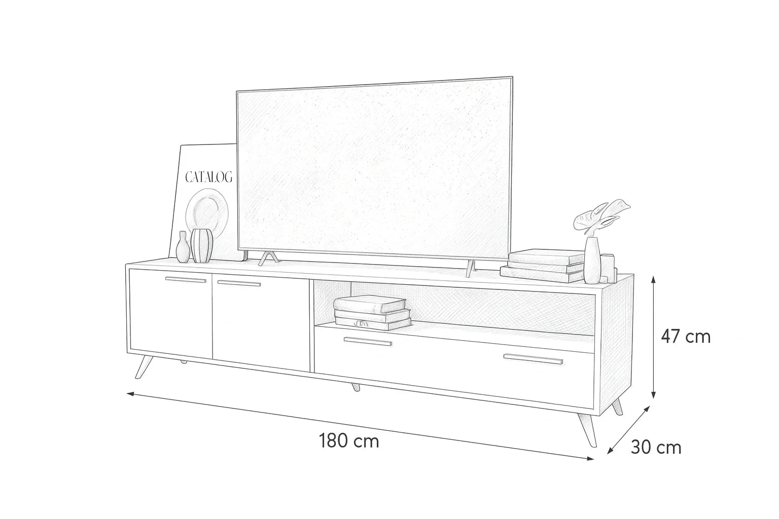 TV Unit - MDF Wood - Multi Color - 180x30x47 cm - Cataloug