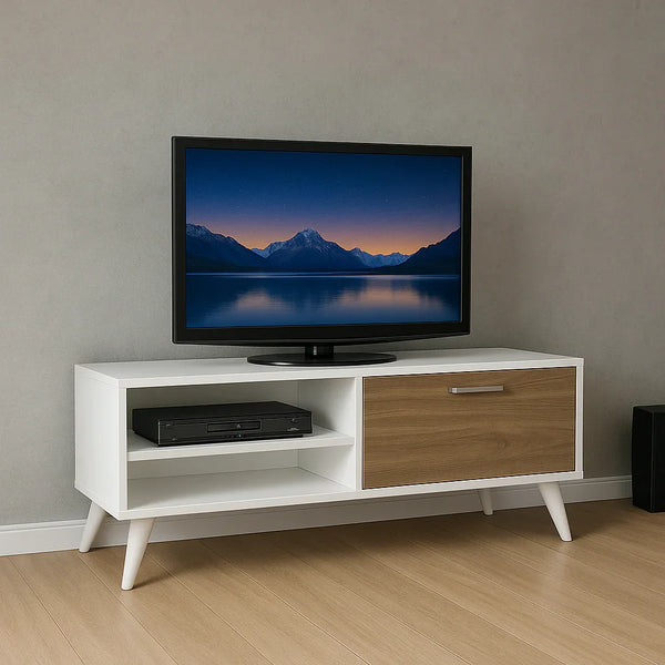 TV Unit - MDF Wood - White & Brown - 120x30x40 cm - Cataloug