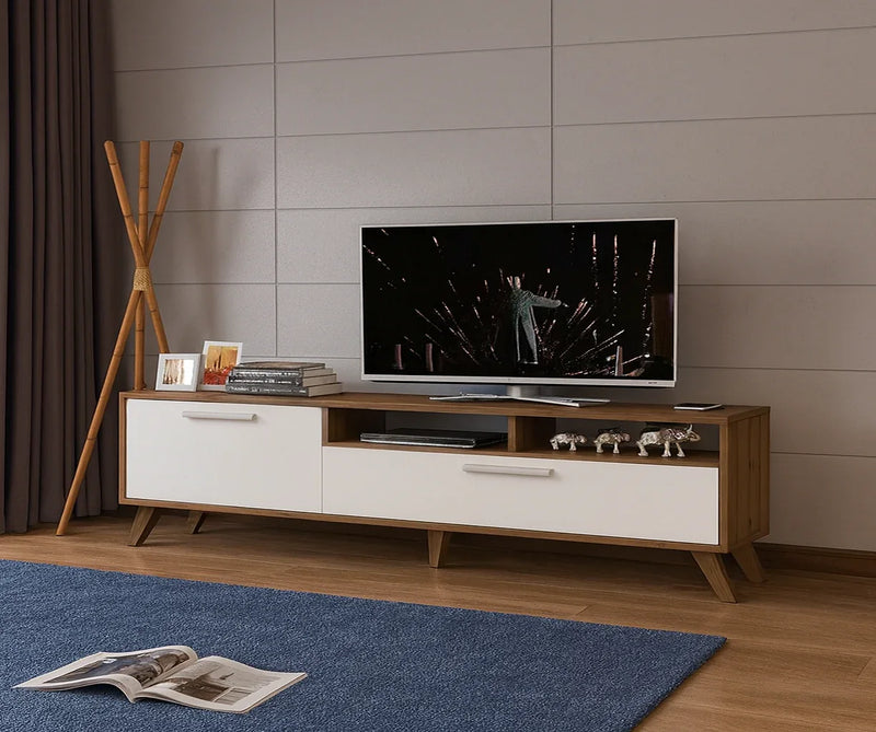 TV Unit - MDF Wood - Brown & White - 180x40x50 cm - Cataloug