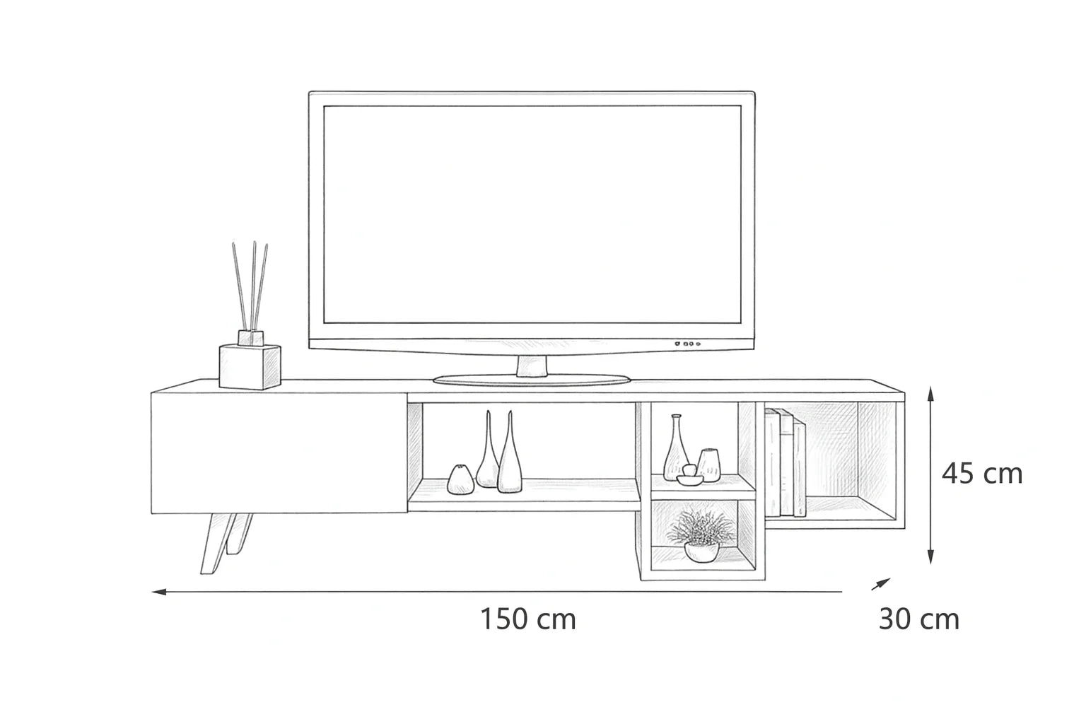 TV Unit - MDF Wood - Multi Color - 150x30x45 cm - Cataloug