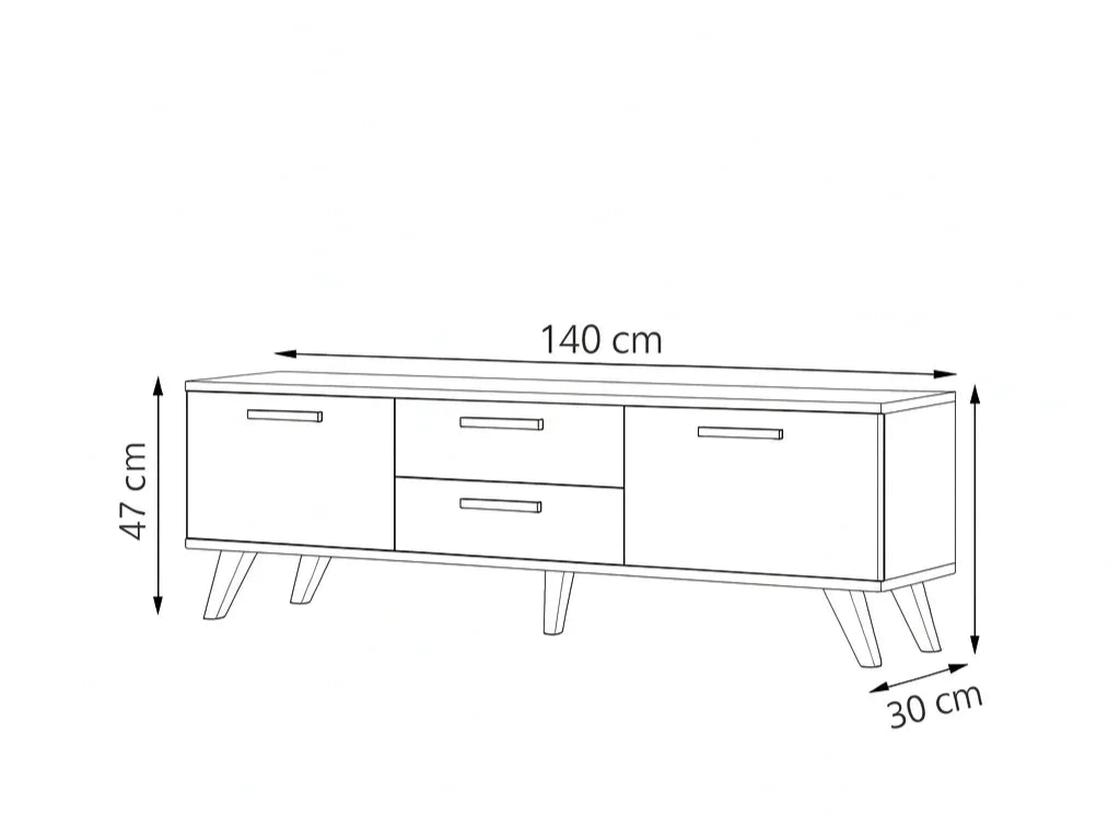 TV Unit - MDF Wood - White & Brown - 140x30x47 cm - Cataloug
