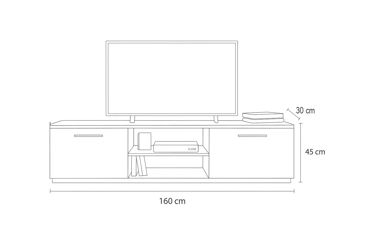 TV Unit - MDF Wood - Multi Color - 160x30x45 cm - Cataloug