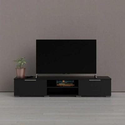 TV Unit - MDF Wood - Black - 160x30x40 cm - Cataloug