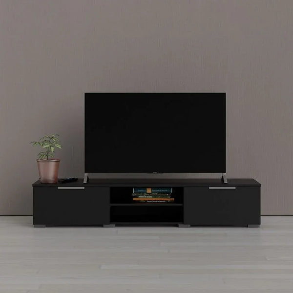 TV Unit - MDF Wood - Black - 160x30x40 cm - Cataloug