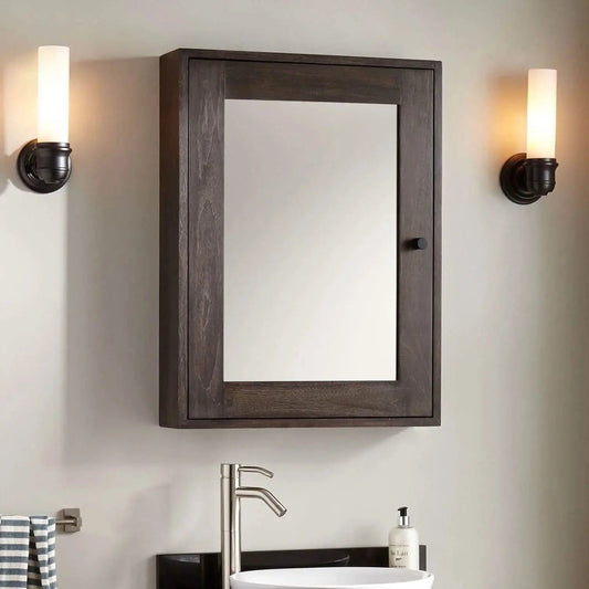 Mirror with storage unit -NW-Dark Brown-50x15x70 cm