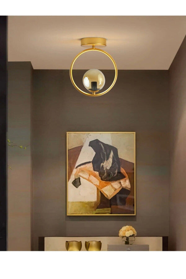 نجفة - معدن وزجاج -  دهبي - 25* 30 سم
