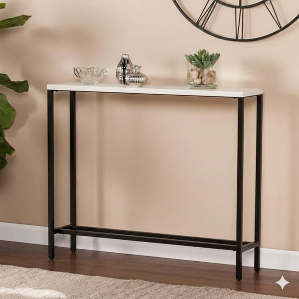 كونسول- معدن و MDF - ابيض وأسود - 90 × 85 × 25 سم