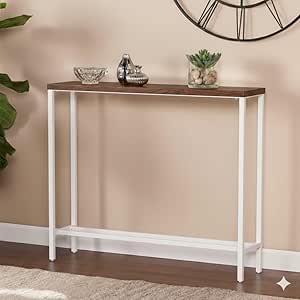 كونسول- معدن و MDF - بني و ابيض- 90 × 85 × 25 سم