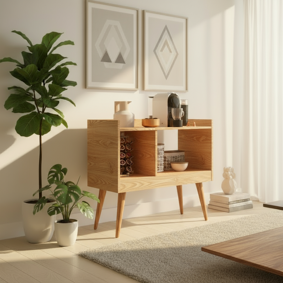 ركنه القهوة – خشب MDF وخشب زان– متعدد الألوان – 80x80x40 سم