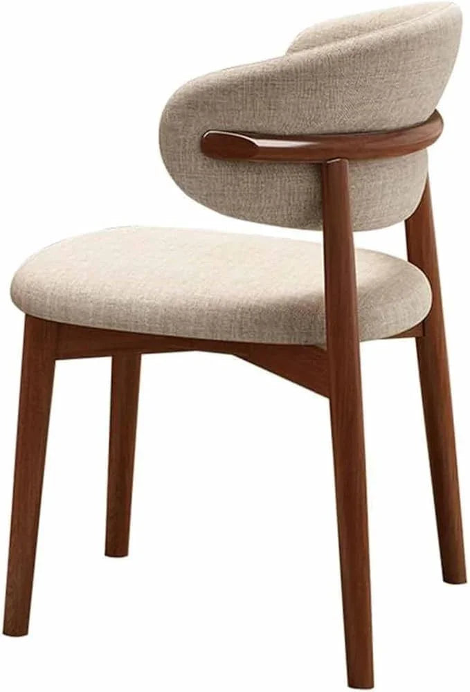 Dining Chair- Beech Wood - Linen- Beige- 45x48x78 cm