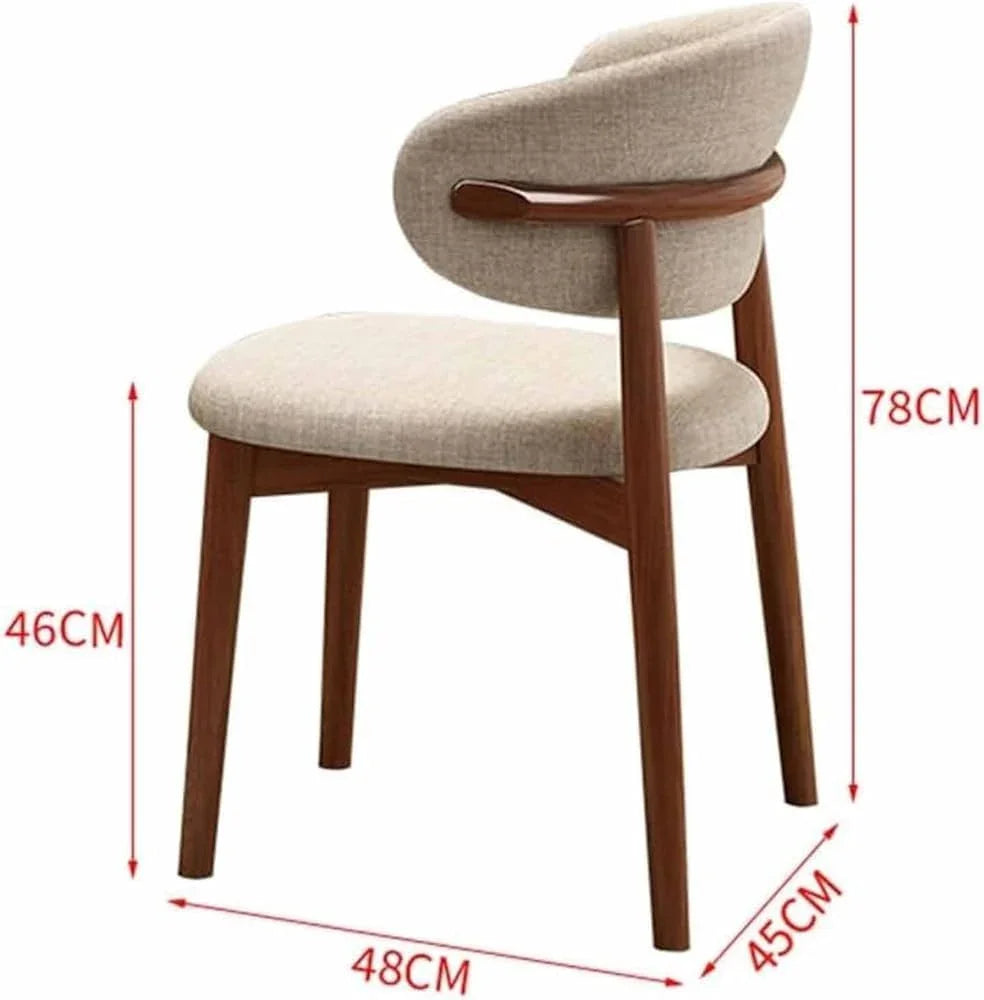 Dining Chair- Beech Wood - Linen- Beige- 45x48x78 cm