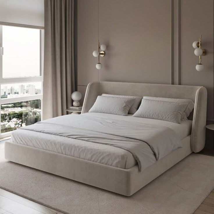 سرير - خشب ام دي اف- أبيض  - متعدد المقاسات