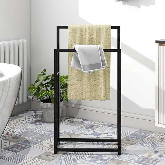 Towel Holder - Metal - Black - 80 x 59 x 80 cm