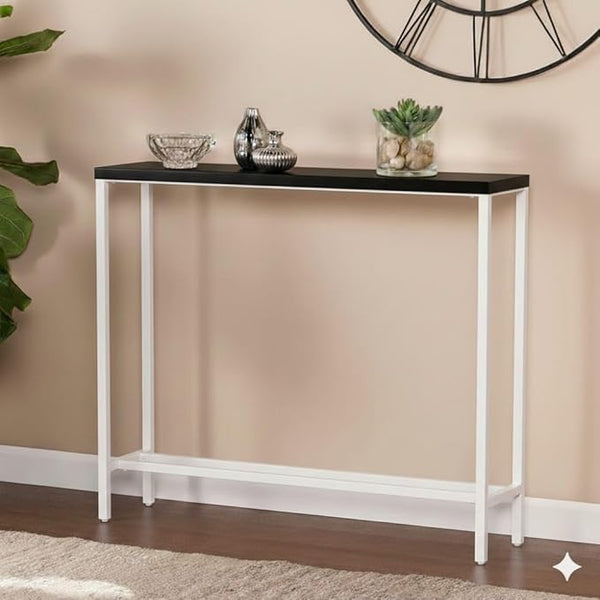 كونسول- معدن و MDF - ابيض وأسود - 90 × 85 × 25 سم