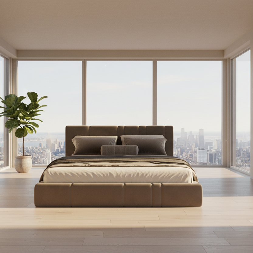 سرير - خشب -ام دي اف- بني - متعدد المقاسات