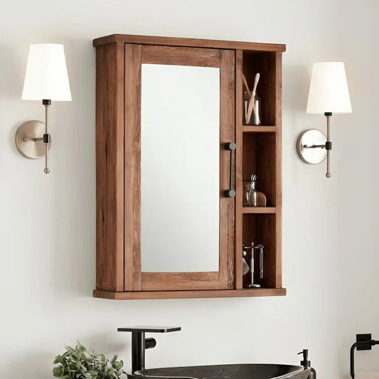 Mirror with storage unit-NW- Brown -55x15x80 cm