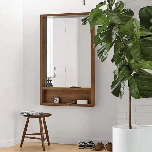 Mirror with chair - NW- Brown - 55x8x110 cm
