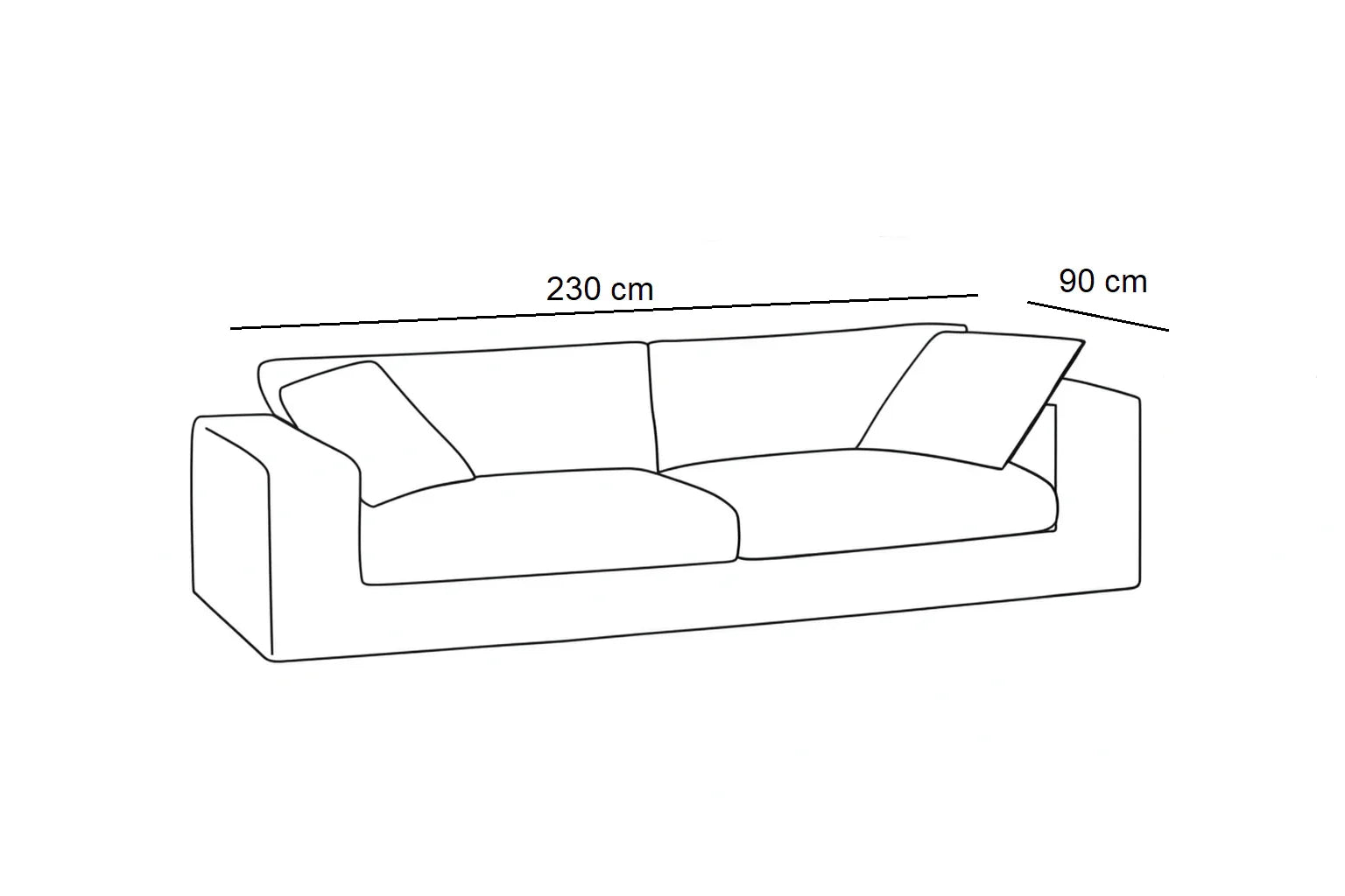 Sofa - Beech Wood - Linen Fabric - Grey - 230x90 cm - Cataloug