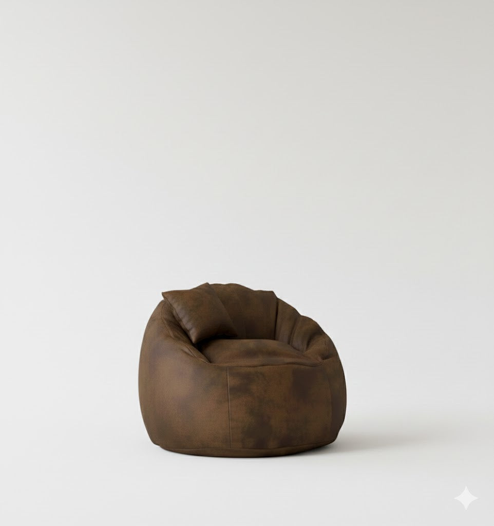 Marc Leather Bean Bag - Leather - Multi Color - 100x85x55 cm