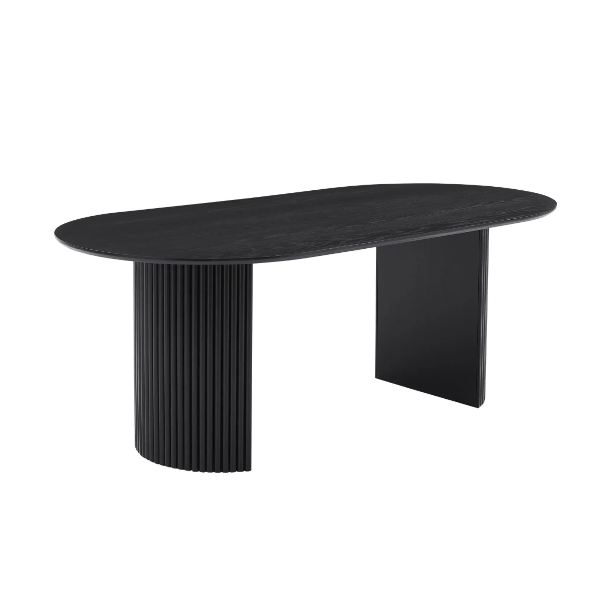 Dining table without chairs - Beech wood & MDF wood - Black - 200x90x77 cm
